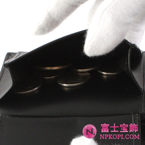 ボッテガヴェネタ カーフレザー 二つ折財布 チェーン付 ブラック145654V46511000  【2012年春夏新作】